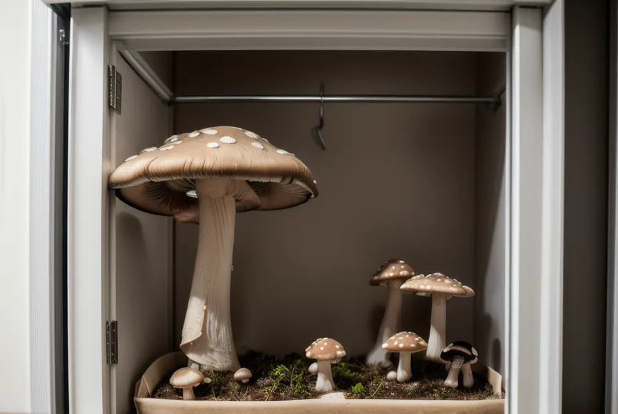 Caja de telgopor como incubadora casera para gírgolas en un cultivo de departamento en invierno