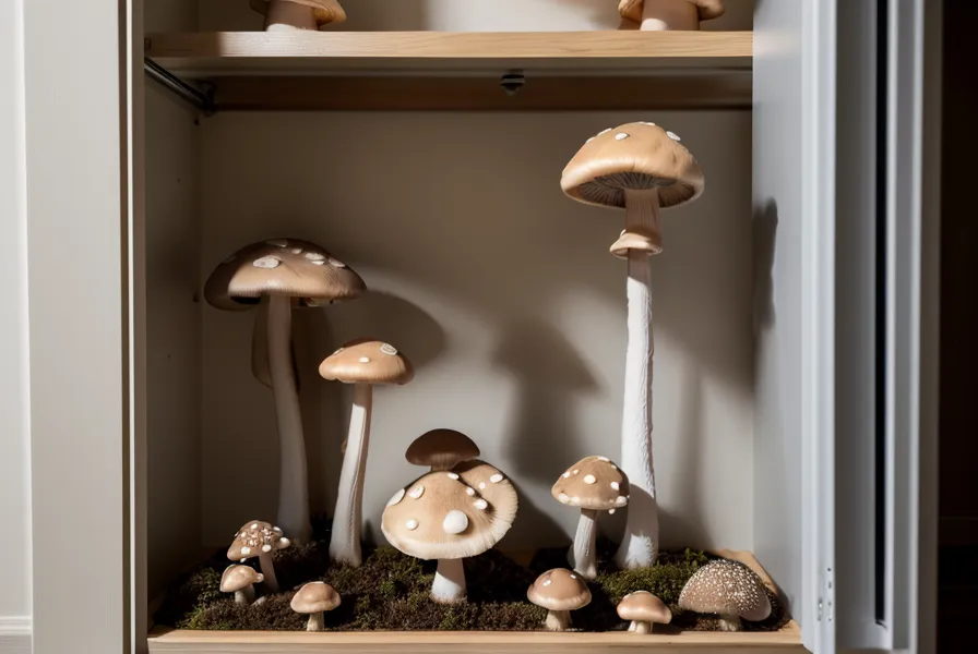 Cultivo de hongos gourmet en un placard de departamento antes de un viaje corto