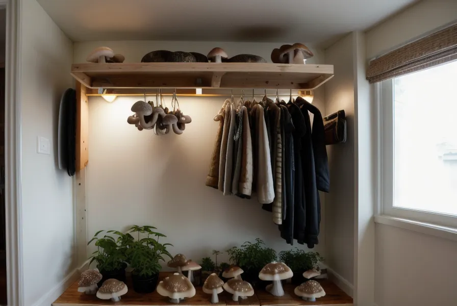Tronco de shiitake que empieza a fructificar después de meses sin actividad visible