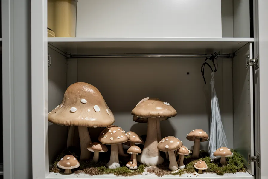 Segunda cosecha de gírgolas en el mismo sustrato de cultivo casero en el placard