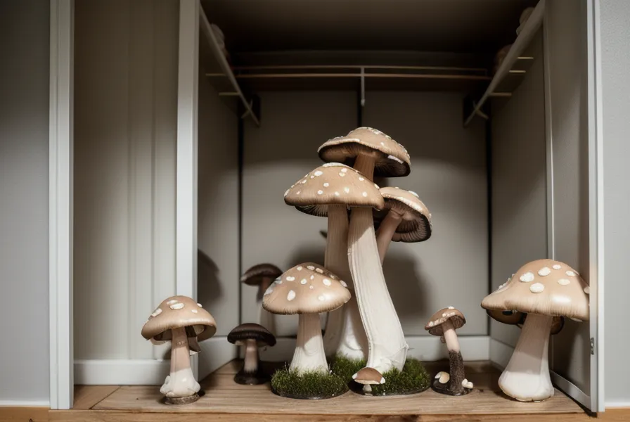 Higrómetro digital económico marcando la humedad en un cultivo de hongos en departamento