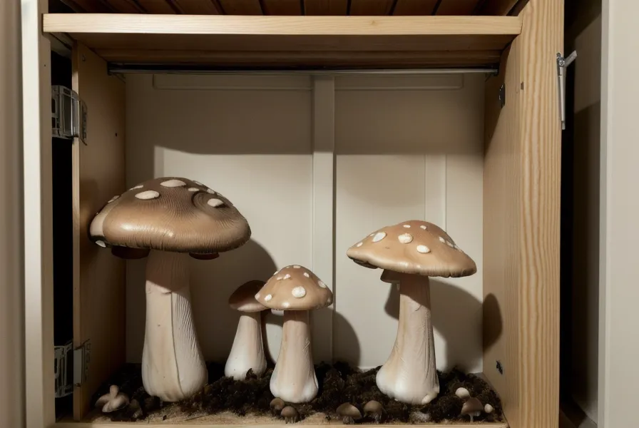 Primeros primordios de shiitake asomando en el sustrato de madera del cultivo casero
