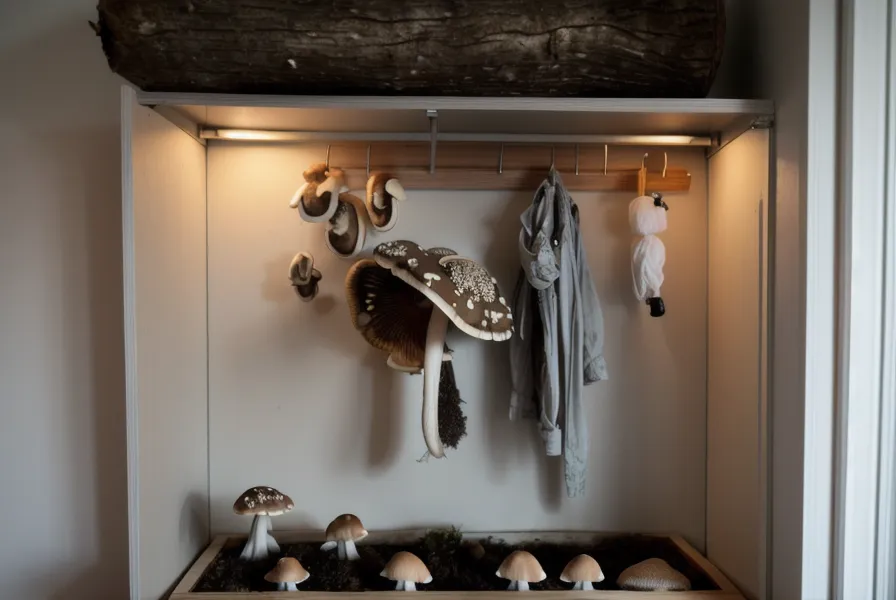 Cosecha de shiitake casero en la cocina de un departamento en Rosario