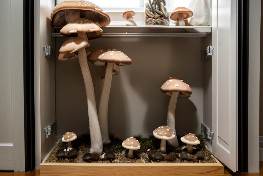 Limpieza manual del revestimiento plástico del placard, rutina clave para evitar contaminación en el cultivo de hongos en casa